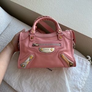 Balenciaga pink amp plate mini city bag